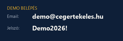 Demó belépési adatok